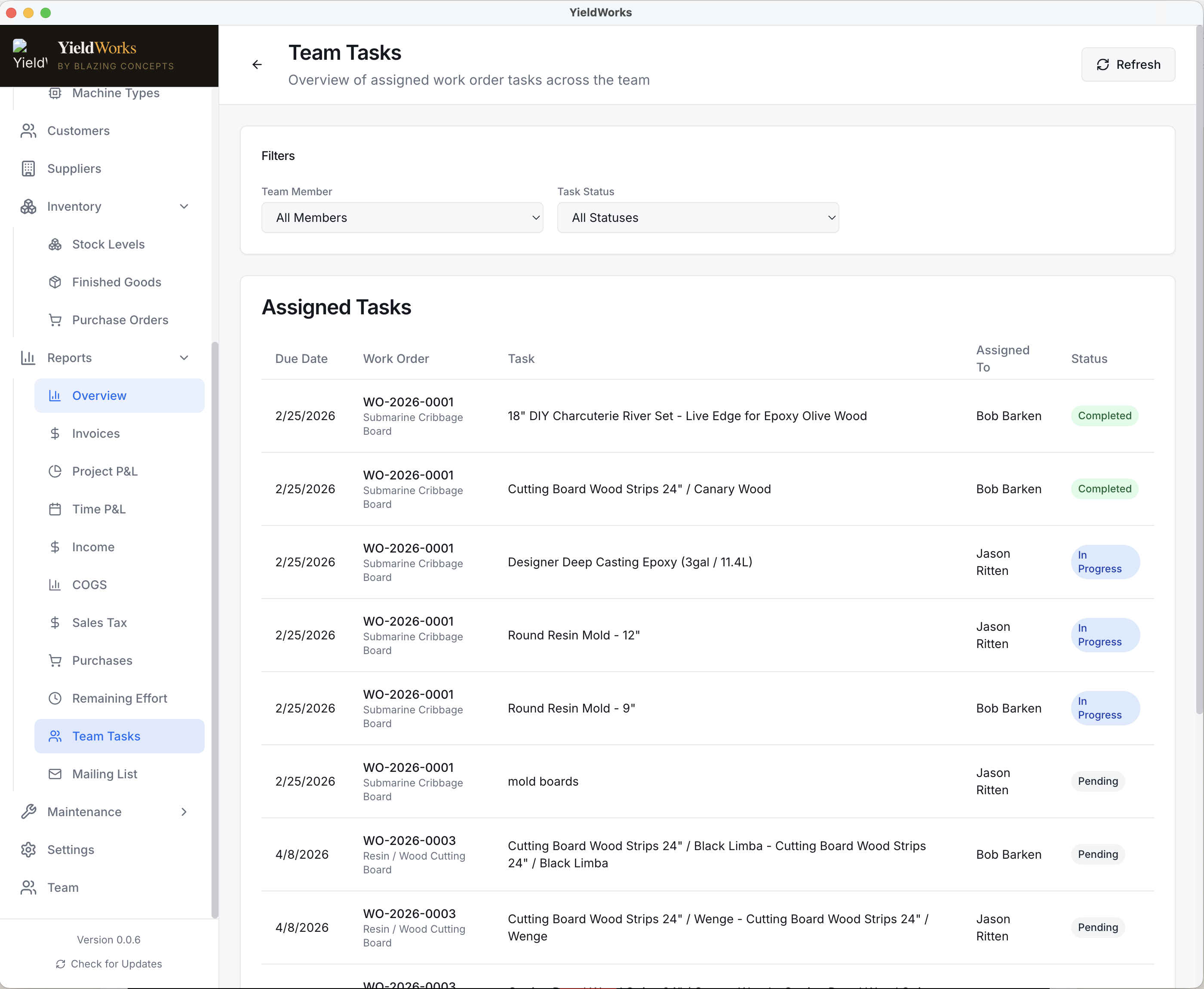 Team collaboration and task management screenshot